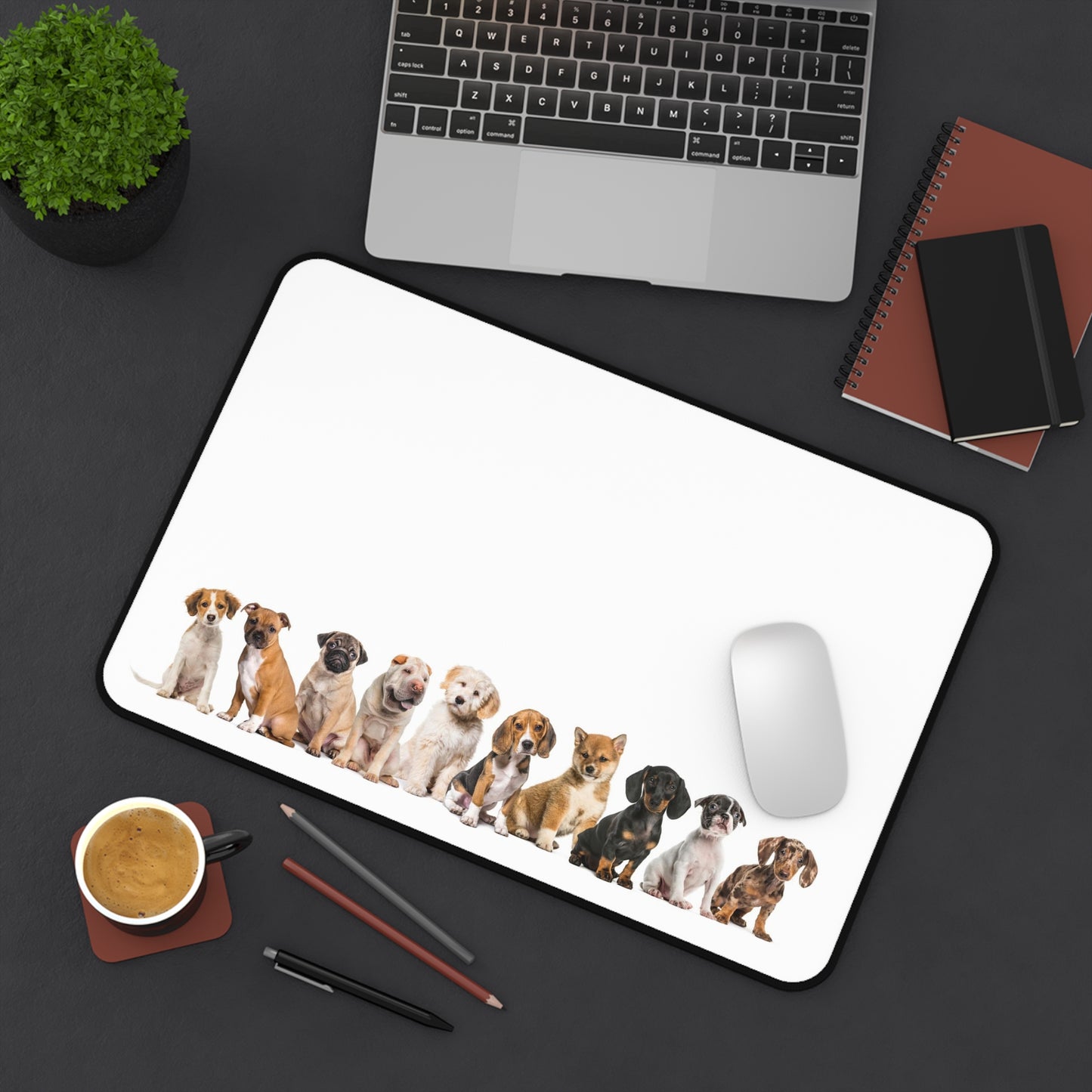 Cute Puppy Line Desk Mat — Waterproof Mouse Pad for Dog Lovers