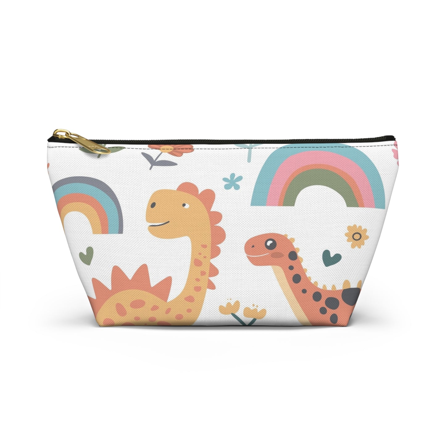 Dino Rainbow Accessory Pouch — Cute Kids Cosmetic & Pencil Case