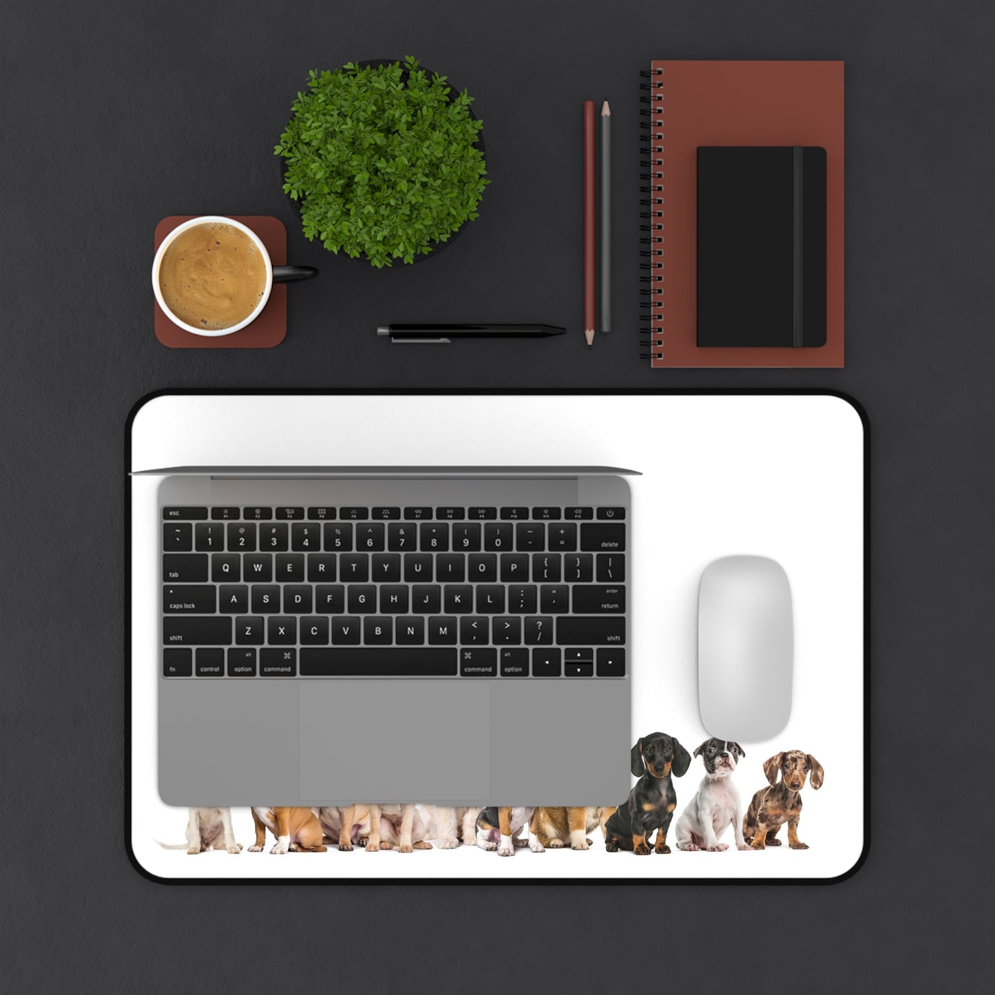 Cute Puppy Line Desk Mat — Waterproof Mouse Pad for Dog Lovers
