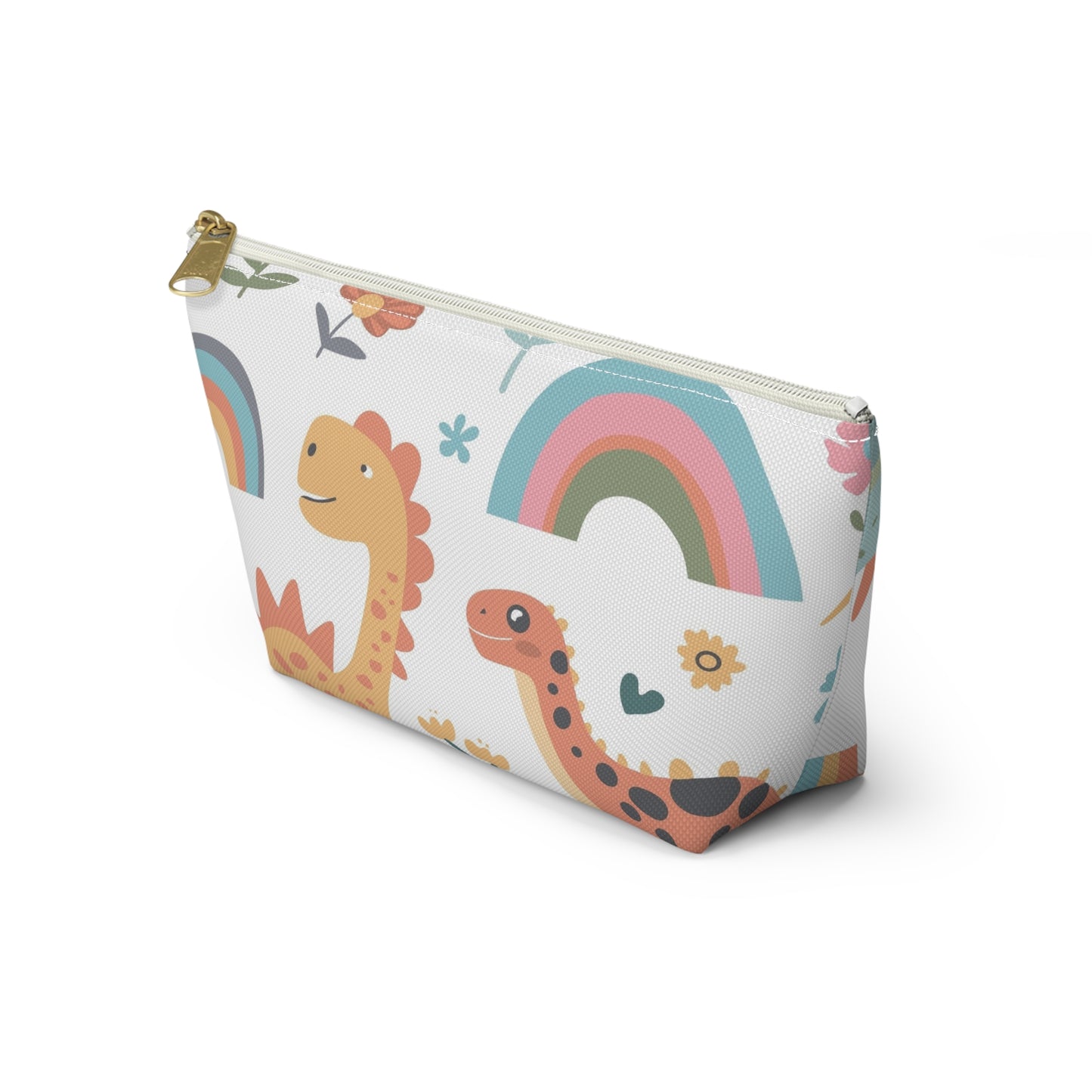 Dino Rainbow Accessory Pouch — Cute Kids Cosmetic & Pencil Case