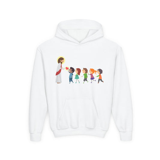 Jesus loves the little children Kids' Hug Parade Hoodie – Cute Children Holding Hands Design