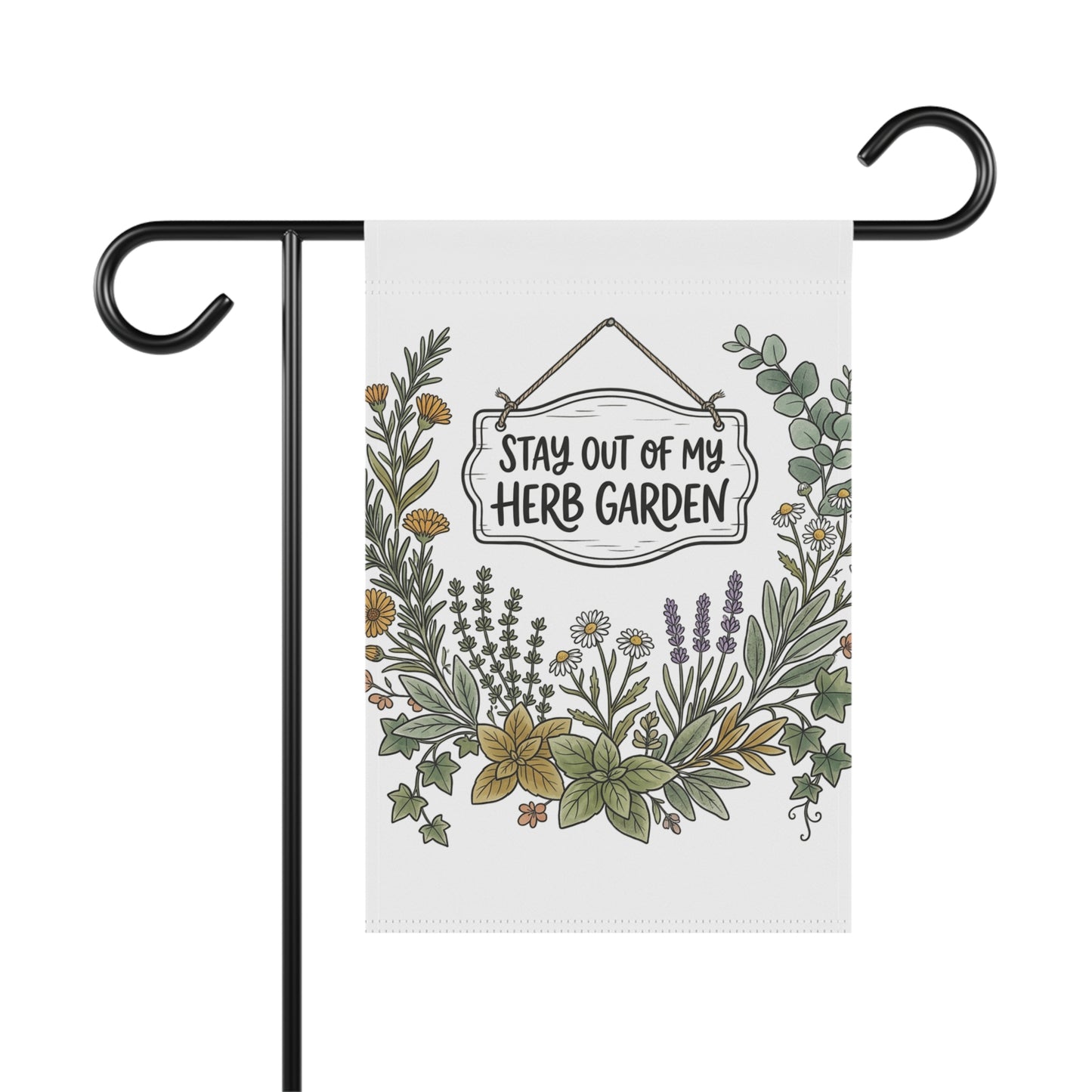Herb Garden Flag — "Stay Out of My Herb Garden" Decorative Garden Banner