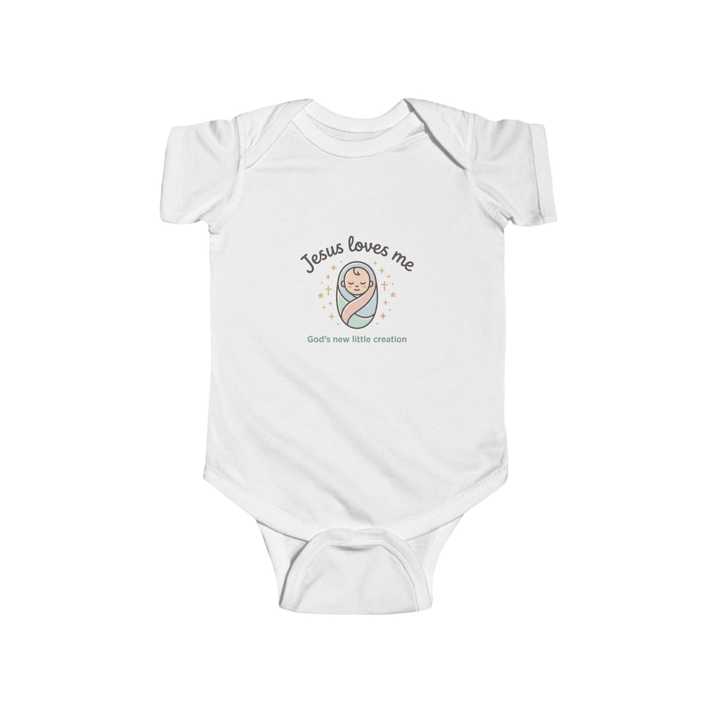 Infant Bodysuit – "Jesus Loves Me" Baby Onesie (God’s New Little Creation)