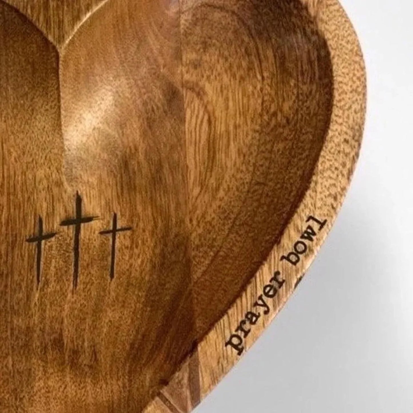 Wooden Heart Prayer Bowl 9.06" Heart Religious Wood Decorative Bowl, Set of 13 Bowl with 12 prayer cards.