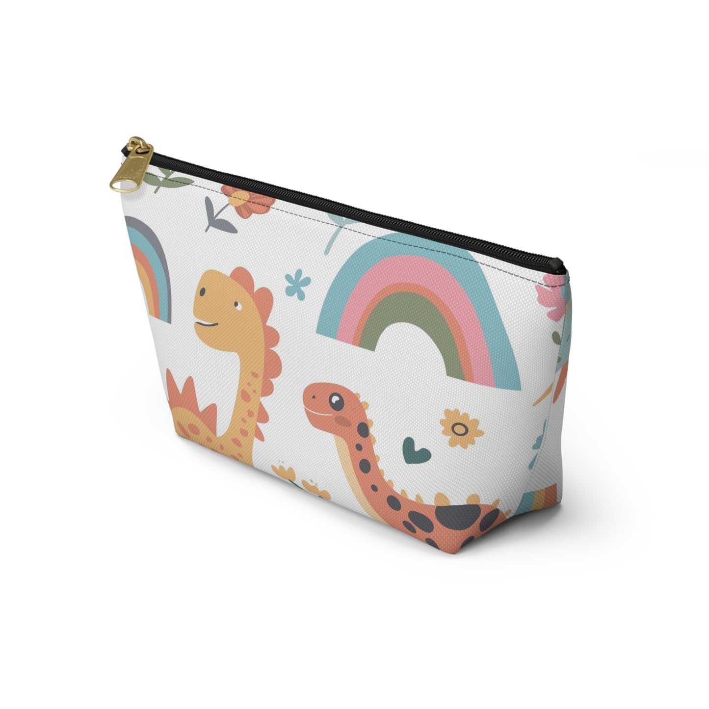 Dino Rainbow Accessory Pouch — Cute Kids Cosmetic & Pencil Case