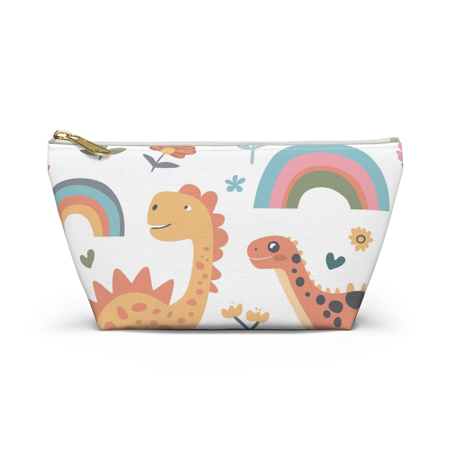Dino Rainbow Accessory Pouch — Cute Kids Cosmetic & Pencil Case